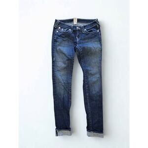 True Religion Julie Dark Wash Distressed Skinny/Straight Jeans Size 29